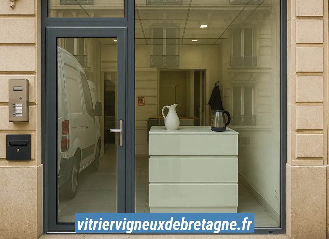 Façade vitrine de magasin en aluminium sur mesure à Vigneux-de-Bretagne